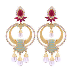 Pendientes colgantes de AD modernos y elegantes, joyería de latón chapada en oro Artificial de lujo, joyería de moda, Exportación personalizada del proveedor - Product Image 2