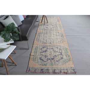 Alfombra Turca Vintage, Alfombra de Pasillo de 3.1x10.8 pies (93x329 cm), Alfombra de Lana con Diseño de Patchwork Marrón - Product Image 2