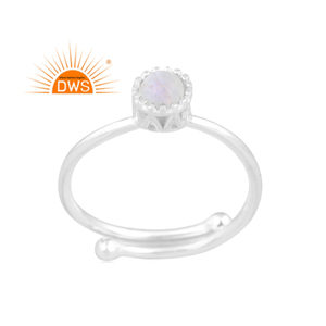Dernière tendance argent Sterling fin naturel arc-en-ciel lune pierre gemme bague empilable bijoux personnalisés pour les femmes cadeau pour elle - Product Image 1