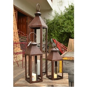 La mejor oferta Linterna de metal para el hogar Interior/Exterior Camping Linterna de piso con vidrio Navidad Linterna decorativa para el hogar - Product Image 2