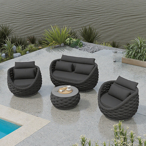 Conjunto de Mesa y Sofá para Exteriores, Muebles Metálicos Resistentes para Villa, Balcón, Jardín, Patio, Dormitorio/Comedor, Elegantes - Product Image 4
