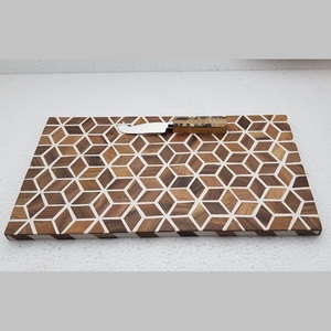 New Pattern Resin Wood <b>Joint</b> Cutting Board With <b>Knife</b> Sustainable 2cm Thickness Rectangle Chopping Board Wood Resin Cheese Board - Product Image 1