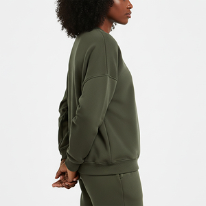 Por encargo 100% algodón cuello redondo Color sólido peso pesado pulóver sudadera de las mujeres logotipo impreso personalizado Streetwear sudadera - Product Image 3