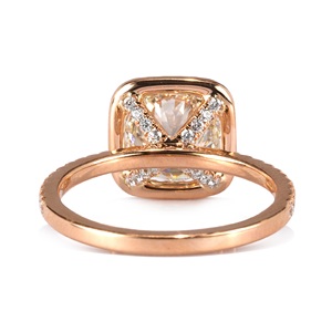 Moissanite redondo corte brillante con forma de cojín Halo anillo de plata de boda de compromiso chapado en oro rosa - Product Image 5
