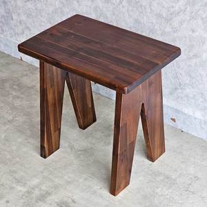 Antique-Rustic 45x30x45cm Acacia Wood <b>Stool</b> Convertible <b>Ottoman</b> for Seating in Living Room Kitchen Warehouse Home GCF202 - Product Image 3