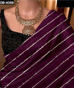 Sari de Georgette étnico indio para mujer, bordado pesado y trabajo de secuencia para bodas y festivales de fiesta - Product Image 1