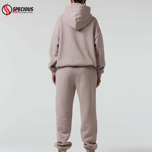 Survêtement décontracté à capuche pour femme en coton 100% de haute qualité, vêtements de rue d'hiver, écologique, manches longues, couleur unie, coupe classique - Product Image 2