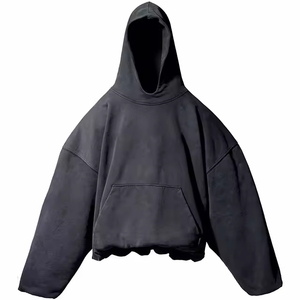 Sudadera con capucha de hombro caído de doble capa de gran tamaño mezclada de algodón 500 Gsm personalizada de fábrica para hombre sin cuerda Digital de peso pesado para invierno - Product Image 1