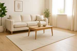 Moderno abstracto 100% lana respetuoso con el medio ambiente pila media tallada a mano Beige marfil textura Handloomed alfombra para sala de estar - Product Image 3