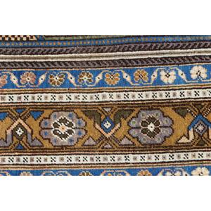 Tapis persan turc vintage bleu grand format 4,8x10,1 pieds, patchwork en laine, avec support en latex écologique - Product Image 5