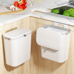 Cubo de basura multifuncional montado en la pared con tapa, 2025, 9L, PP, plegable, para clasificación de residuos de alimentos - Product Image 3