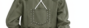 Veste en jean d'été Y2K pour femme, coupe classique |   Décorations à rivets à manches longues |   Vêtements d'extérieur décontractés imperméables respirants à séchage rapide - Product Image 6
