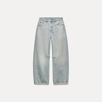 Jean Ballon Baggy Taille Mi-Haute Personnalisé pour Femme – Tendance, Décontracté, Idéal Soirées d'Été, Délavé Foncé, Coupe Ample, Effet Usé, Poches en Denim
