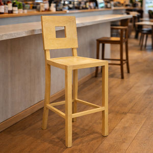 Silla de Bar Minimalista de Madera de Teca Indonesia Resistente, con Respaldo Cuadrado, para Interiores, Jardín, Pub y Bistro - Product Image 3