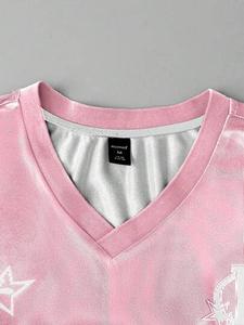 Camiseta de Fútbol de Malla Rosa Unisex al por Mayor, Camiseta Deportiva con Cuello en V, Estampado de Número Personalizado, Ropa Casual de Calle de Talla Grande - Product Image 4