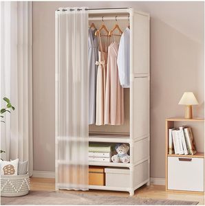 Organizador de ropa Armario con perchero y cubierta a prueba de polvo Materiales duraderos Fácil de montar - Product Image 2