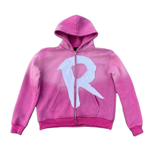 Sudadera con capucha y cremallera completa para hombre con estampado en 3D y logotipo personalizado ODM de invierno del fabricante con patrón sólido bordado - Product Image 2