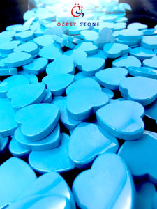 Vente en gros de pierres précieuses plates en forme de coeur de turquoise en céramique pour la fabrication de bijoux 6x6 8x8 10x10 - Product Image 4