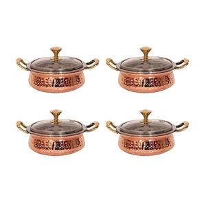 Tendance Logo personnalisé martelé acier cuivre Handi bol 400ml couvercle en verre couvercle vaisselle vaisselle ustensile de cuisine rond - Product Image 2