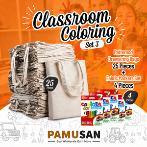 Set de Actividades 3 en 1: 25 Bolsas de Algodón Blancas para Colorear (14x16), 4 Sets de Marcadores (12 Colores), Estructura de Algodón Orgánico - Product Image 6