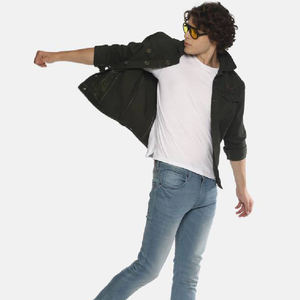 OEM transpirable nueva impresión tendencia Hip Hop Casual Denim Jean hombre chaquetas manga completa botón frontal Denim Jeans chaqueta para hombre - Product Image 2