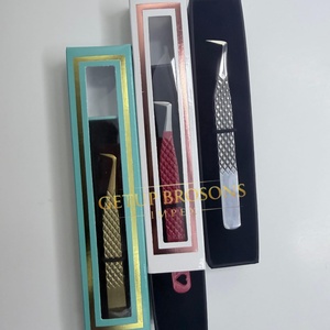 Pince à épiler lisse de haute qualité GETUP BROSONS IMPEX GBI-EET-2362 90/curve/isolation en acier inoxydable, couleurs argent/rouge/or - Product Image 1