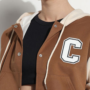 2025 New Design Fashion <b>Long</b> <b>Canvas</b> Sleeve Unisex Varsity Jacket Stand Flocking Design Embroidery Pocket Breathable Knitted - Product Image 5