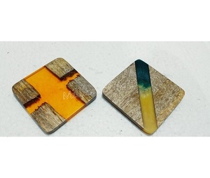 Luxurious Classic Eco-Friendly Customizable <b>Square</b> Coasters Resin and Wood for Tea and Beer Cans <b>Bar</b> <b>Table</b> Mats & Pads - Product Image 1