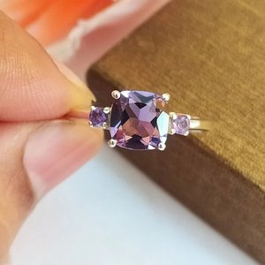 Solid 925 Sterling Silver Classic Design Amethyst Stone Women <b>Girl</b> Engagement Anniversary Fine <b>Rings</b> - Product Image 4