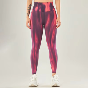 Nueva moda Tie-dye mallas ajustadas sin costuras de cintura alta Spandex poliéster cadera deportes mujeres Yoga pantalones logotipo personalizado - Product Image 5