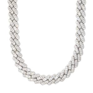 Hip Hop Jewelry Solid 925 Sterling <b>Silver</b> VVS1 2 Rows Moissanite Diamond Iced Out Cuban Link <b>Chain</b> <b>Necklace</b> - Product Image 1
