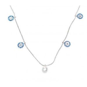 Collier porte-bonheur œil protecteur en argent sterling 925 avec serti clos blanc - Cadeau - Product Image 1