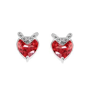 925 Sterling Silver Handmade <b>Heart</b>-Shape Natural Garnet Stud <b>Earrings</b> Statement Fine Jewelry for Women Gift - Product Image 4