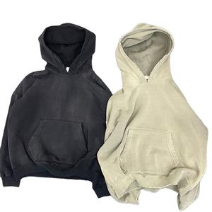 Sudadera con capucha lavada de peso pesado con logotipo personalizado al por mayor Jersey transpirable desteñido al sol de algodón de rizo francés sudaderas con capucha para hombre bajo MOQ - Product Image 5
