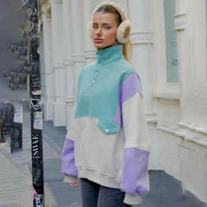 Streetwear Fashion Oversized Panel Button Up Hoodie Long Sleeve Thick Custom Logo Hoodies & Sweatshirts for Men and <b>Women</b> - Product Image 4