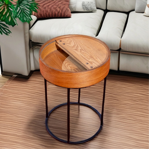 Table basse moderne en MDF plaqué frêne très vendue meubles de salon à ossature métallique design contemporain mobiles à usage domestique - Product Image 1