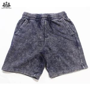 Shorts décontractés pour hommes en coton respirant à taille mi-haute et effet délavé |   Vêtement streetwear surdimensionné teint en pièce |   Coupe décontractée avec cordon de serrage | - Product Image 1