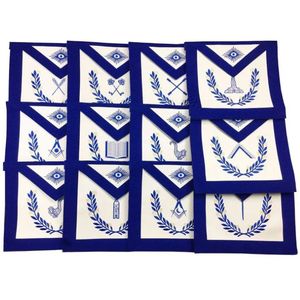 Tabliers de Loge Bleue Maçonniques - Lot de 12 tabliers - Broderie machine ruban bleu roi - Product Image 1