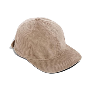 Sombreros de béisbol lisos de 6 paneles sin estructura de pana OEM y ODM, Gorra lisa de ala plana con logotipo personalizado y hebilla para deportes al aire libre informales - Product Image 4