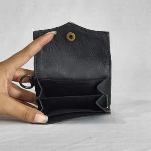 Fashion Genuine Leather <b>Card</b> <b>Holder</b> Teal White Checkered Embossing Button Closure Women Short Wristlet <b>Wallet</b> Geometric Pattern - Product Image 5