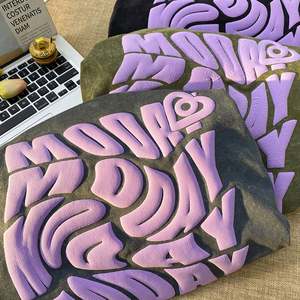 Venta al por mayor personalizado nueva llegada de gran tamaño pesado algodón camiseta 3D Puff impresión personalizada camiseta fabricantes 250Gsm gráfico - Product Image 5