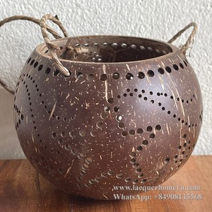 Ha Thai Lacquer <b>Tealight</b> Coconut Shell Lantern Elegant Home & Wedding Decoration for Christmas Candle Holders Festive Occasions - Product Image 1