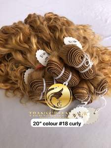 100% qualité supérieure 20 ''mongol Remy indien Temple vierge bouclés colorés faisceaux unique donneur Extensions Machine cheveux humains - Product Image 6