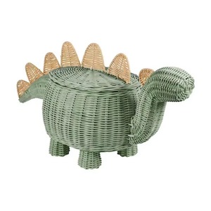 Cesta de Mimbre Natural con Forma de Dinosaurio, Color Verde Tierra y Azul, Linda, Hecha a Mano, Ecológica, Multifuncional, Moderna, Fabricada en Hanói, Marca Artex - Product Image 1