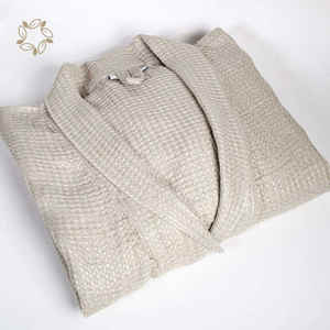 เสื้อคลุมอาบน้ำผ้าฝ้ายวาฟเฟิลเทอร์รี่100% 220ก. สำหรับทั้งหญิงและชายสำหรับใช้ในโรงแรมสปา - Product Image 5