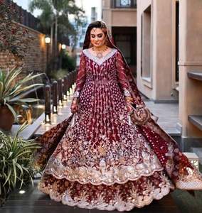 2023 dernière Anarkali Lehenga Choli Zari or broderie lourde avec cristal verre perles pierre Dabka travail vêtements de mariée matériel de soie - Product Image 1