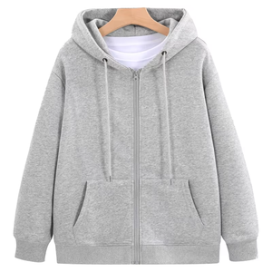 100% coton décontracté fermeture éclair à capuche Logo personnalisé sweat avec capuche motif solide mince qualité broderie marque personnelle - Product Image 2