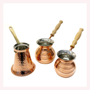 Professional-Grade Turkish Copper Coffee Pot Beautiful Hand-Hammered with Brass Handle for Enhanced Brewing Control - Product Image 5