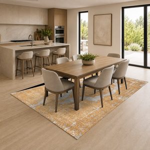Tapis de salon en chenille antidérapant, imprimé numériquement, style oriental traditionnel, beige et marron, lavable en machine, vente en gros - RUGS DEPOT LXDP-0522 - Product Image 4