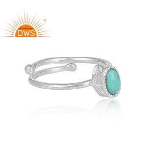 Vente chaude Fine Sterling Silver Natural Arizona Turquoise Gemstone Bague empilable Fabricant de bijoux personnalisés - Product Image 3